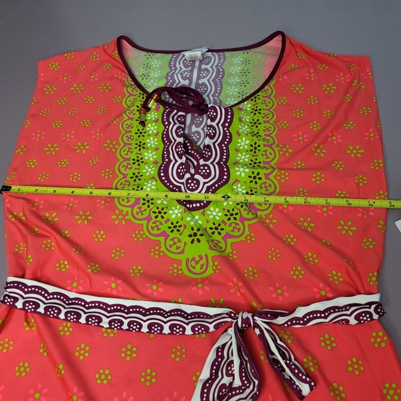 Trina Turk Coral and Lime Swim Coverup - Picture 2 of 6
